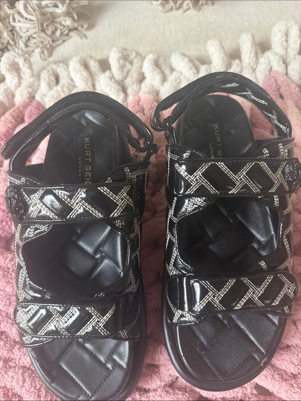 Kurt Geiger Black Sandals with Silver Braided Detail